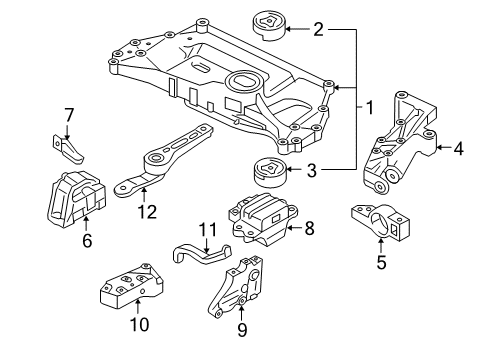 2008 Volkswagen Jetta Engine & Trans Mounting Diagram