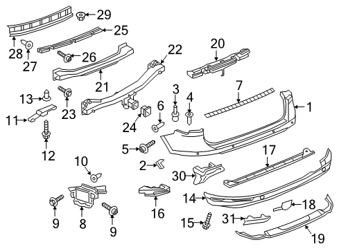 2015 Volkswagen Touareg Bumper & Components - Rear Diagram 3