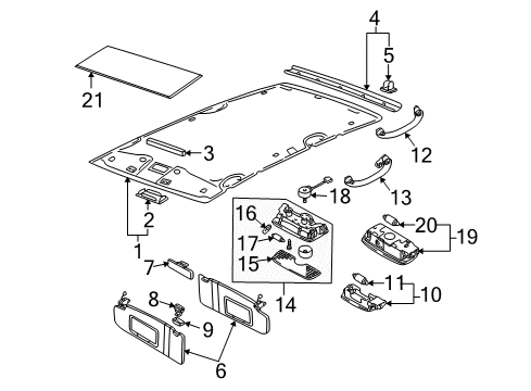 2006 Volkswagen Golf Interior Trim - Roof Diagram