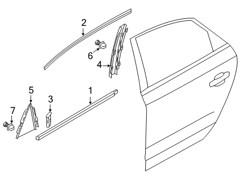 2020 Volkswagen Passat Exterior Trim - Rear Door Diagram