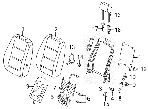 2016 Volkswagen Passat Passenger Seat Components Diagram