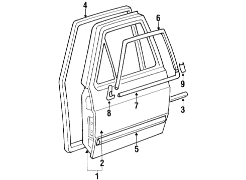 1987 Volkswagen Golf Exterior Trim - Door Diagram