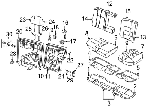 2004 Volkswagen Golf Rear Seat Components Diagram