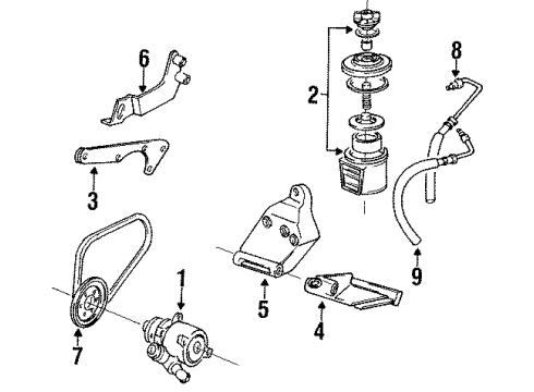 1991 Volkswagen Cabriolet P/S Pump & Hoses Diagram 2