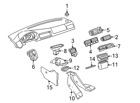 2004 Volkswagen Golf Vent Grille Diagram for 1J1-819-703-E-2AQ