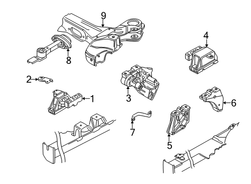1998 Volkswagen Beetle Engine & Trans Mounting Diagram