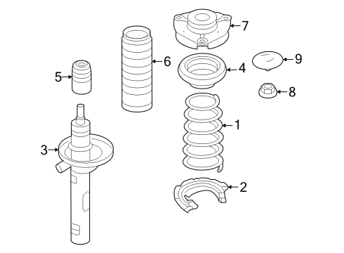2024 Volkswagen Golf R Struts & Suspension Components - Front Diagram