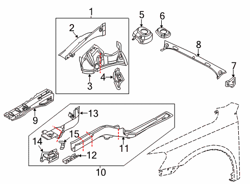 2020 Volkswagen Passat Structural Components & Rails Diagram