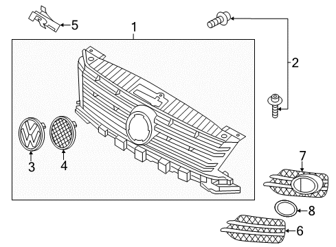 2017 Volkswagen Tiguan Grille & Components Diagram