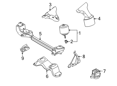 2004 Volkswagen Phaeton Engine & Trans Mounting Diagram