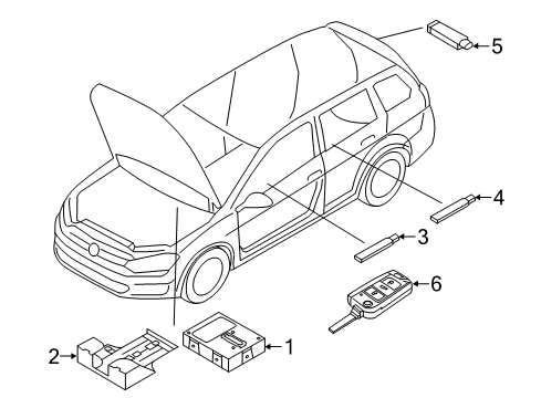 2016 Volkswagen Golf SportWagen Keyless Entry Components Diagram
