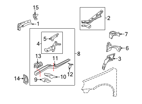2009 Volkswagen Rabbit Structural Components & Rails Diagram