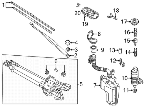 2022 Volkswagen GTI Wiper & Washer Components Diagram 2