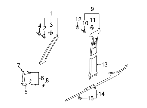 2001 Volkswagen Passat Interior Trim - Pillars Diagram 4