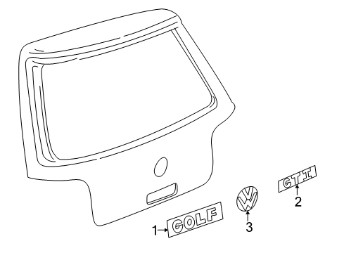 1999 Volkswagen Golf Exterior Trim - Lift Gate Diagram