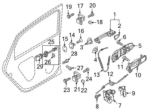 2020 Volkswagen Passat Rear Door - Lock & Hardware Diagram