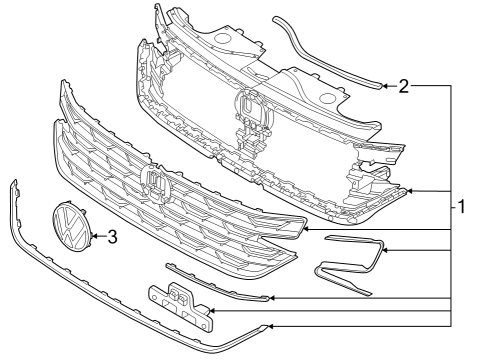 2025 Volkswagen Atlas Cross Sport Grille & Components Diagram 2