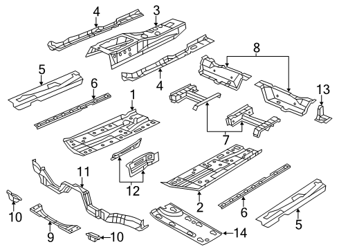 2011 Volkswagen Jetta Floor & Rails Diagram