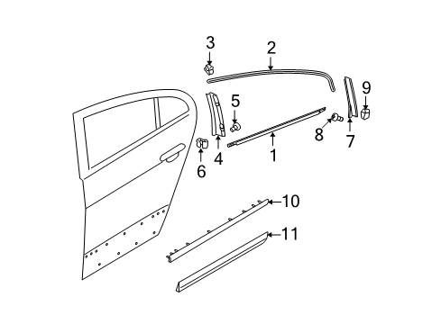 2010 Volkswagen Passat Exterior Trim - Rear Door Diagram