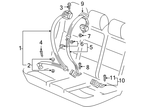 2011 Volkswagen GTI Rear Seat Belts Diagram