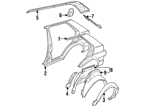 1987 Volkswagen Golf Exterior Trim - Quarter Panel Diagram