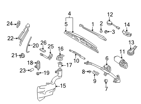 2004 Volkswagen Beetle Wiper & Washer Components Diagram 3