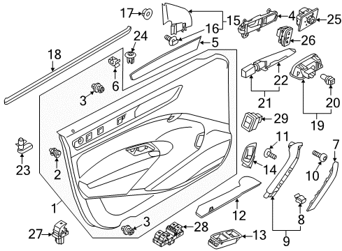 2013 Volkswagen Passat Interior Trim - Front Door Diagram