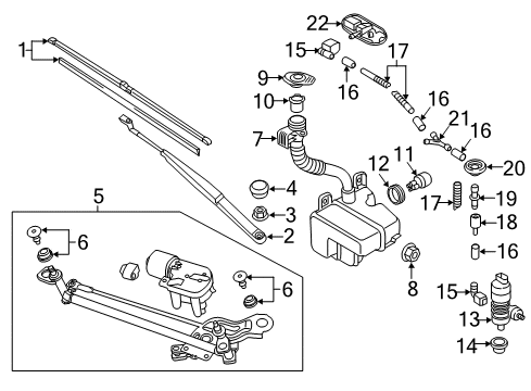 2017 Volkswagen Golf Alltrack Wiper & Washer Components Diagram 2