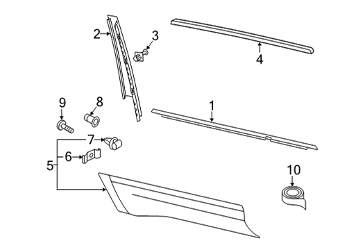 2025 Volkswagen Atlas Cross Sport Exterior Trim - Rear Door Diagram