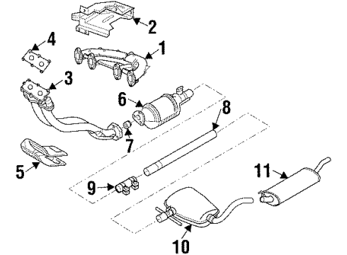1999 Volkswagen Cabrio Exhaust Components Diagram