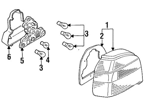 1999 Volkswagen Cabrio Combination Lamps Diagram