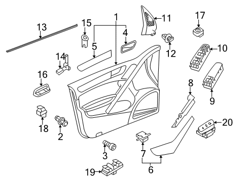 2011 Volkswagen GTI Interior Trim - Front Door Diagram