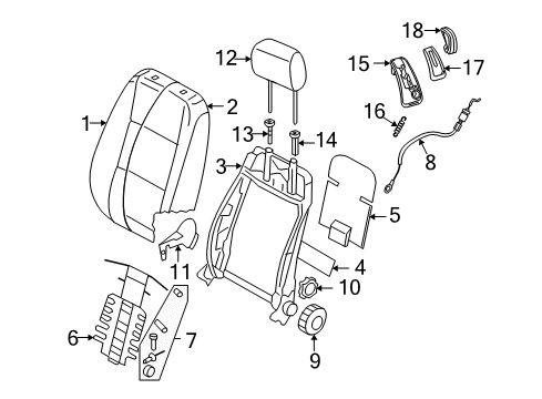 2011 Volkswagen Eos Front Seat Components Diagram 3