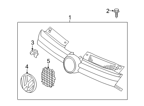 2013 Volkswagen Golf R Grille & Components Diagram