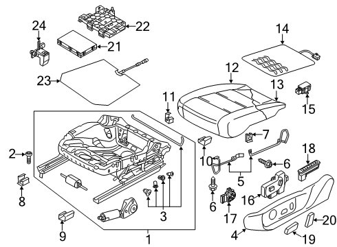 2016 Volkswagen Passat Driver Seat Components Diagram
