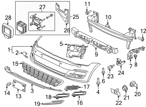 2015 Volkswagen Golf Bumper & Components - Front Diagram