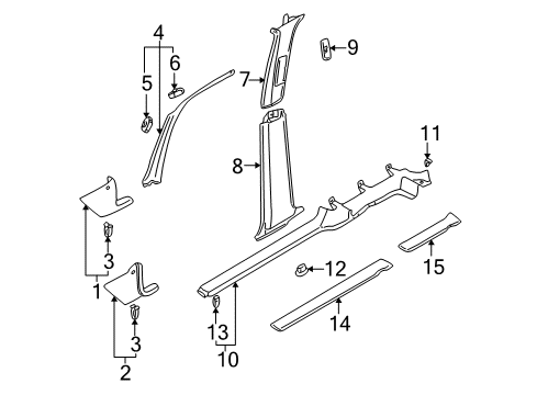 2001 Volkswagen Golf Interior Trim - Pillars Diagram 2