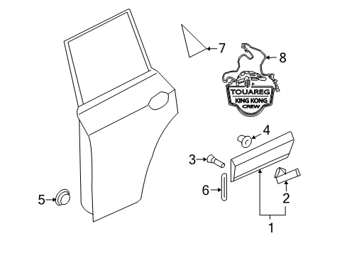 2008 Volkswagen Touareg Exterior Trim - Rear Door Diagram
