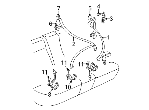 2000 Volkswagen Golf Rear Seat Belts Diagram
