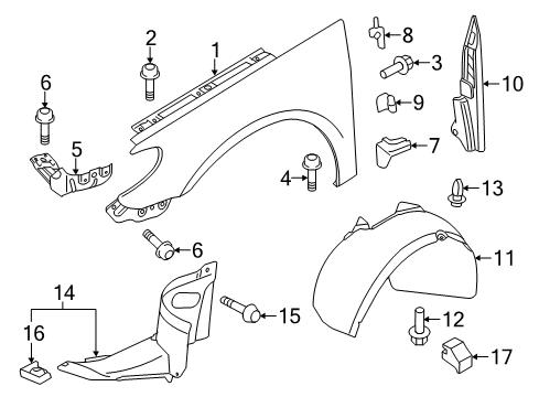 2014 Volkswagen CC Fender & Components Diagram