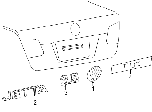 2009 Volkswagen Jetta Exterior Trim - Lift Gate Diagram