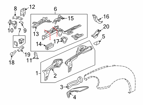 2003 Volkswagen Beetle Front Extension Diagram for 1C0-802-532-E