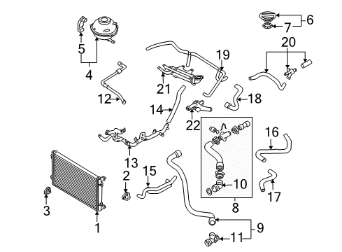 2001 Volkswagen Beetle Radiator & Components Diagram 2