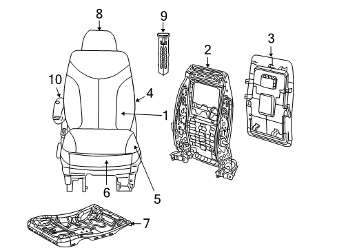 2009 Volkswagen Routan Front Seat Components Diagram 3