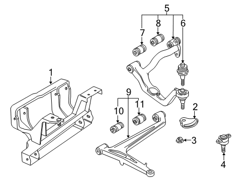 1997 Volkswagen EuroVan Front Suspension Components Diagram