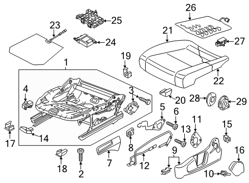 2022 Volkswagen Passat Passenger Seat Components Diagram