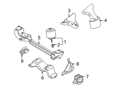2006 Volkswagen Phaeton Mount Bracket Diagram for 3D0-199-307-Q
