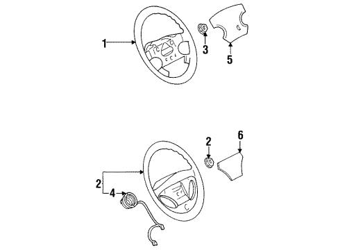 1996 Volkswagen Jetta Steering Wheel & Trim Diagram