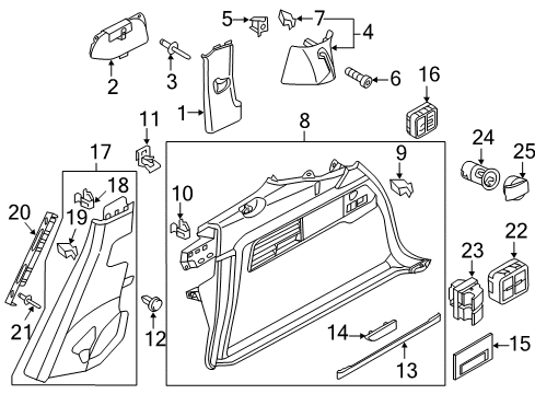 2011 Volkswagen Touareg Wheelhouse Trim Diagram for 7P0-867-766-E-3G4