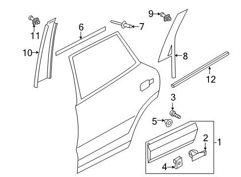 2017 Volkswagen Touareg Exterior Trim - Rear Door Diagram
